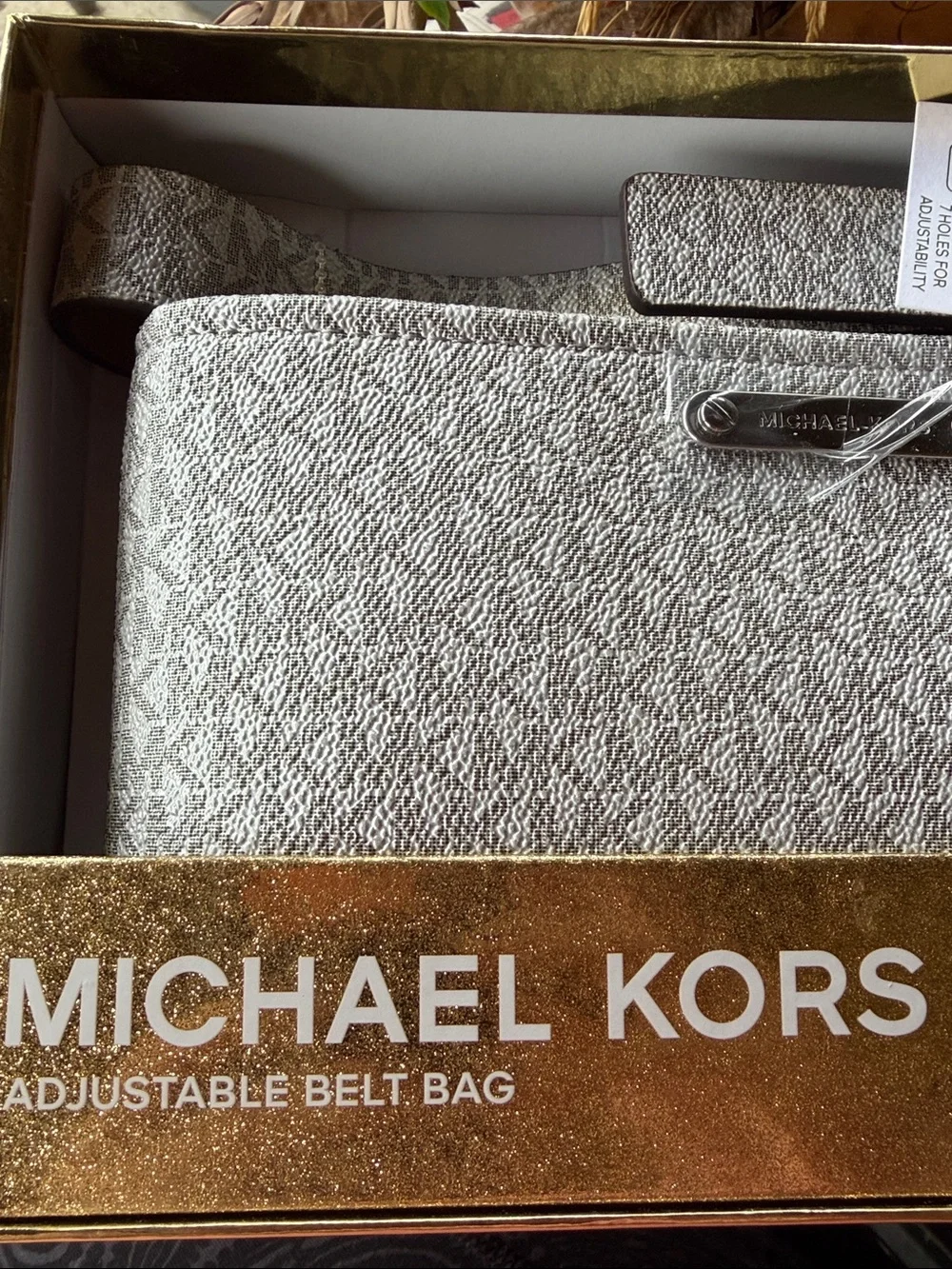 Michael Kors Metallic Silver Logo Belt Bag